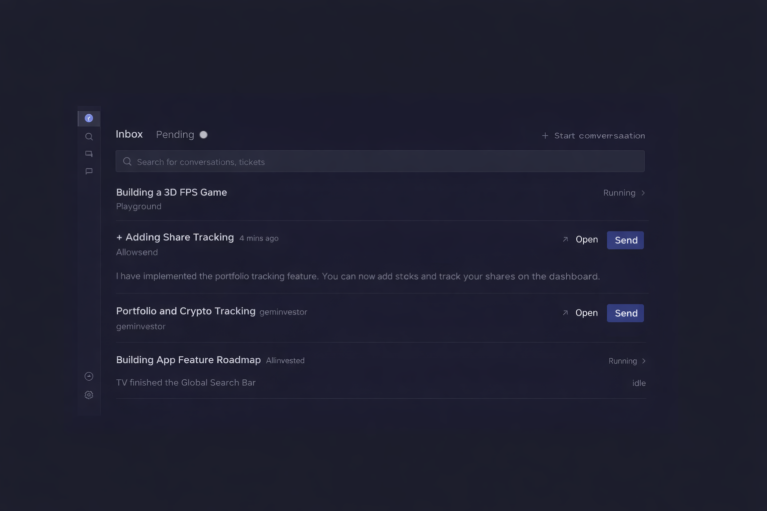 El frame muestra una aplicación con interfaz oscura, predominando tonos negros y