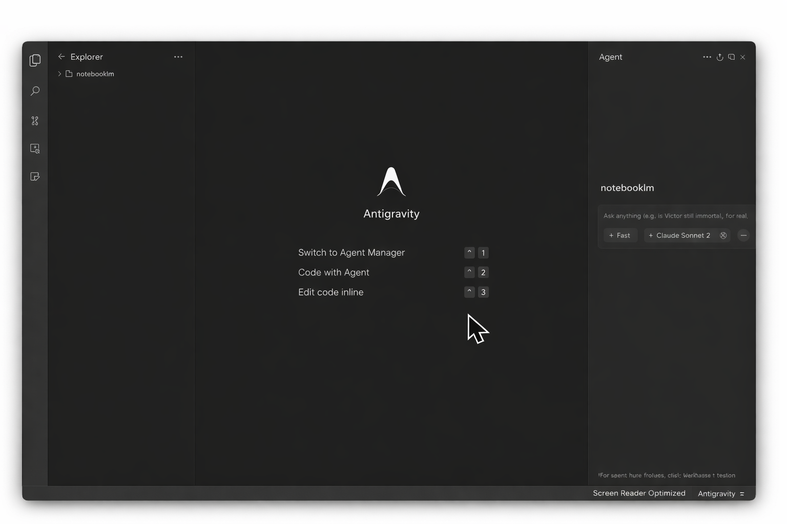 El frame muestra la interfaz de 'Antigravity' en un entorno de desarrollo. En el